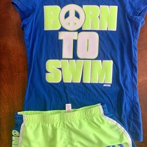 Justice Girls Swim shorts set- 10y